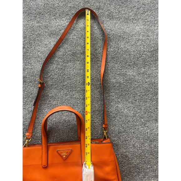 Prada Womens Orange Saffiano Leather Triple Pocket Convertible Tote Bag 13x10 In - Picture 16 of 16